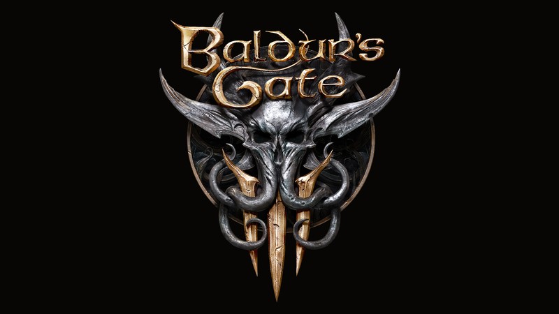 Логотип baldur's gate на черном фоне (балдаurs gate 3, baldurs gate 3, baldurs gate iii, видеоигра, логотип)