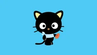 Cute Chococat Character on Cyan Background