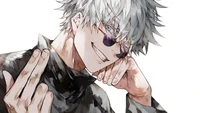 Playful Anime Character with Silver Hair and Sunglasses