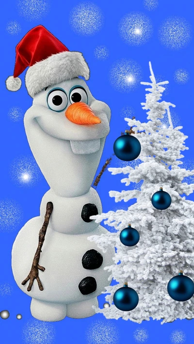 Olaf celebra um Feliz Natal Congelado com uma Árvore Festiva