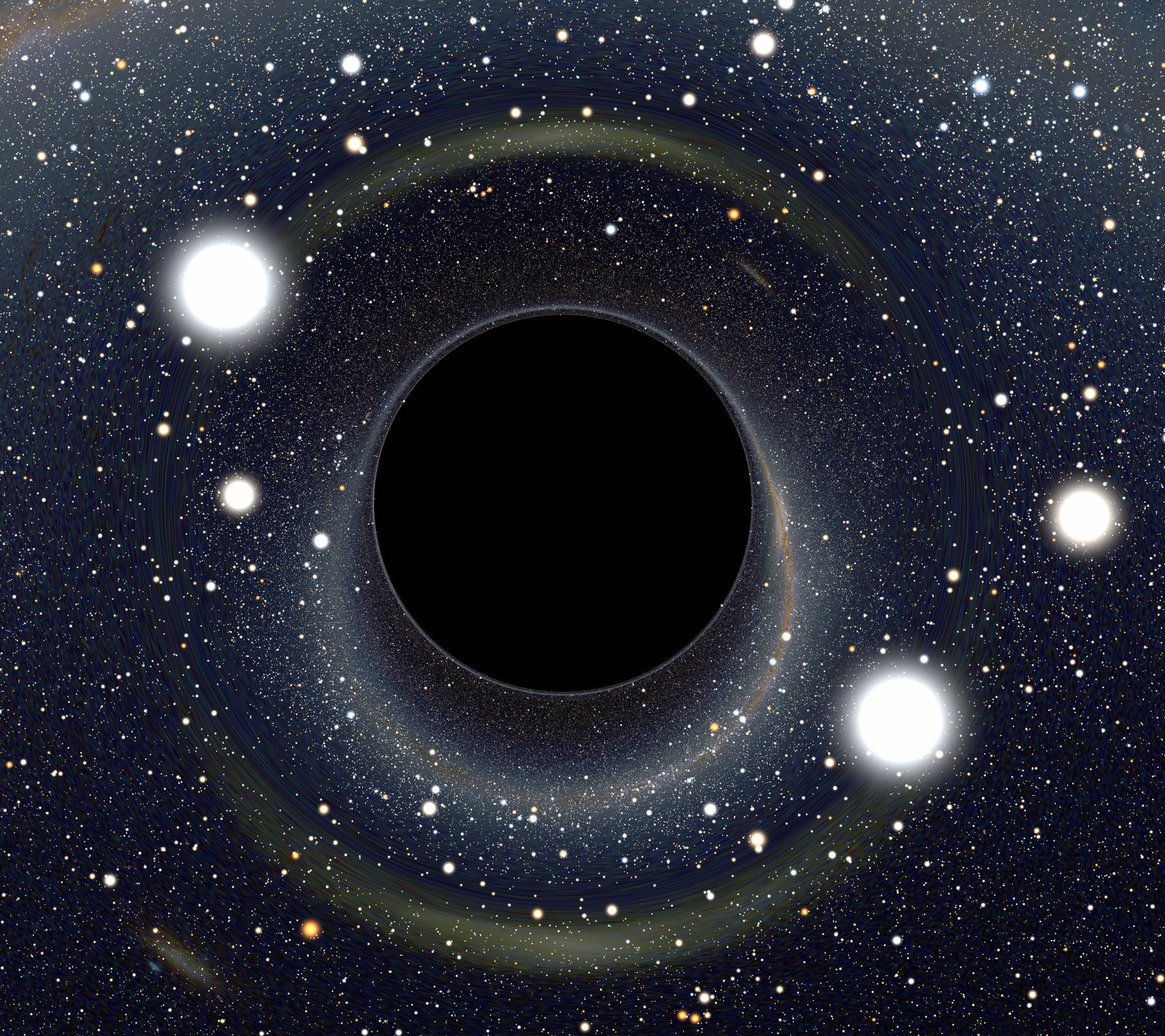 A close up of a black hole surrounded by stars in the sky (space, stars)