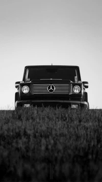 Eleganter Mercedes G-Klasse mit Blick auf eine Wiese