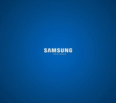 Logotipo de Samsung sobre fondo azul