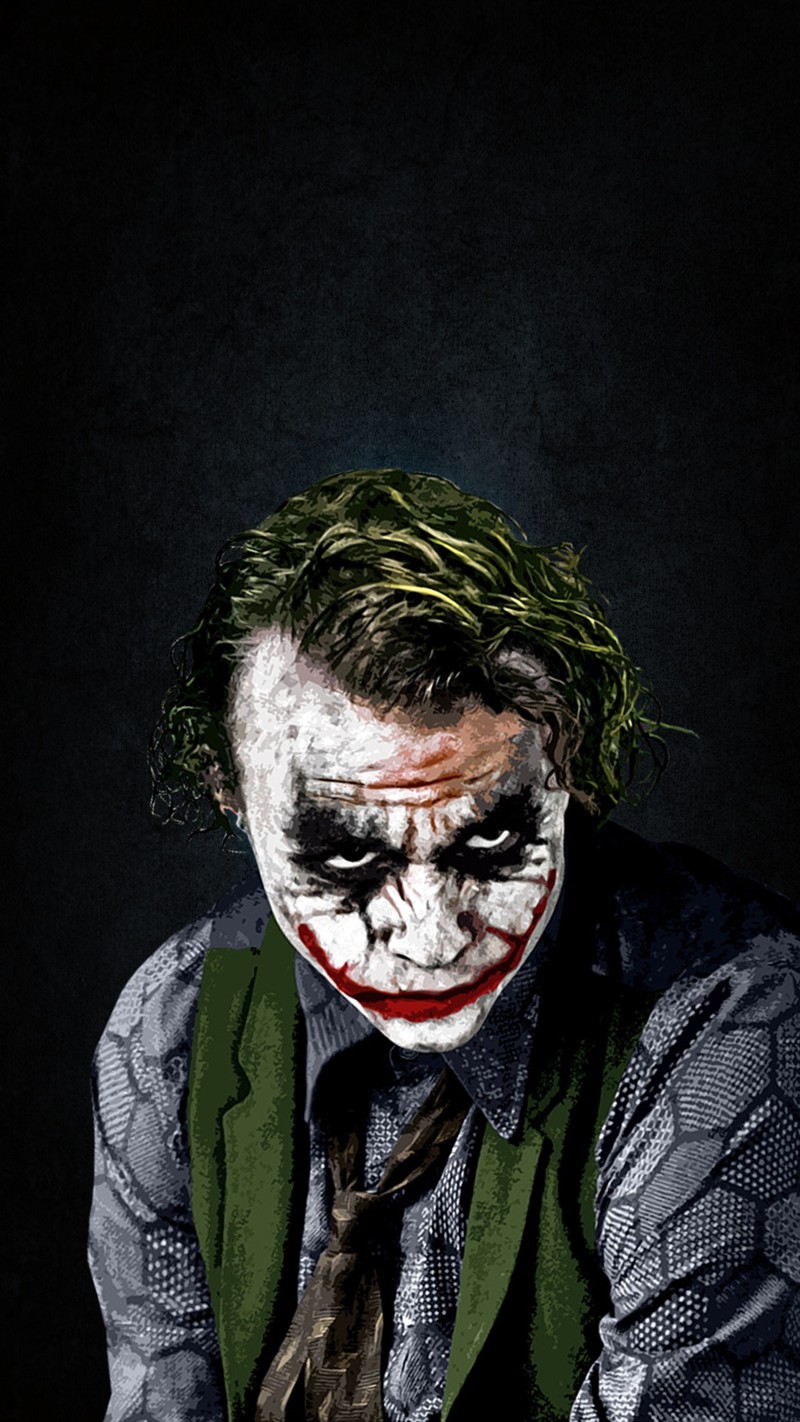 Джокер в костюме и галстуке с зеленым галстуком (batman, джокер, joker)