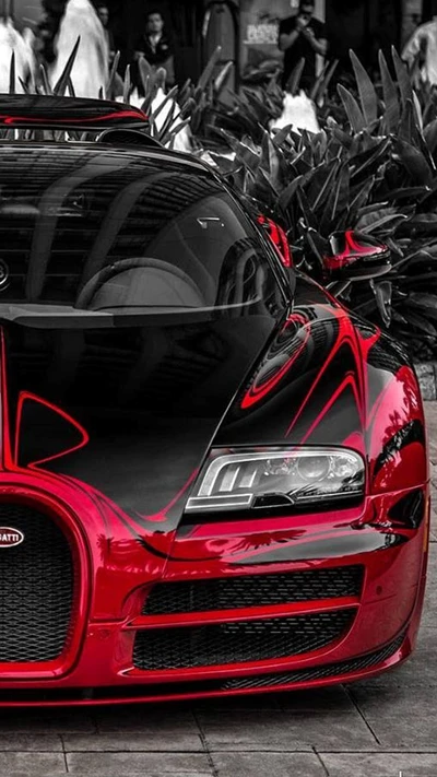 Deslumbrante Bugatti vermelho: uma obra-prima automotiva luxuosa