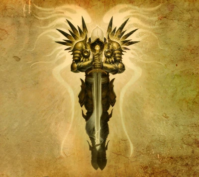 Tyrael, el arcángel de la justicia, wielding la espada de la justicia