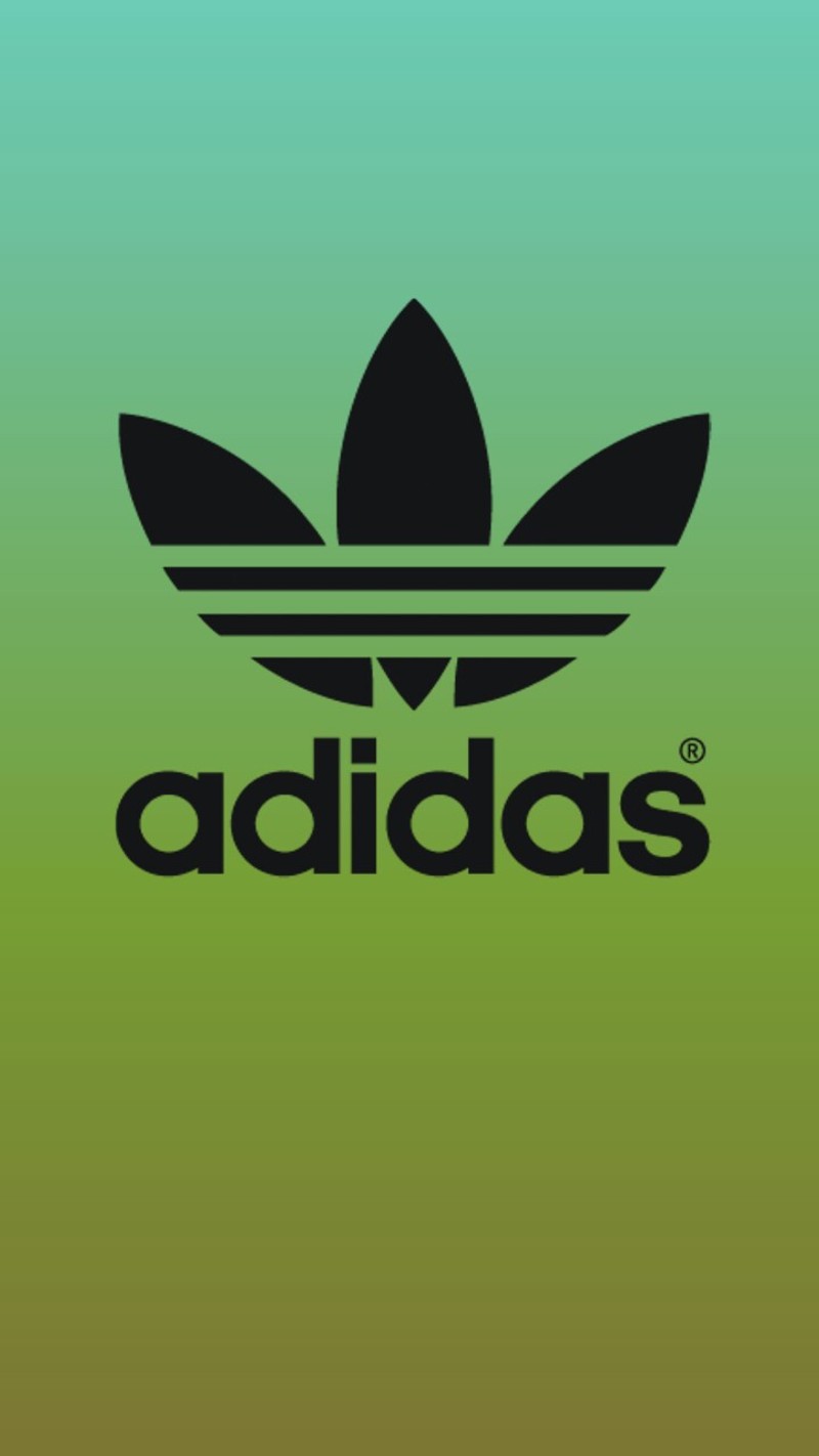 Зеленые и черные обои с черным логотипом adidas (хороший, фото)