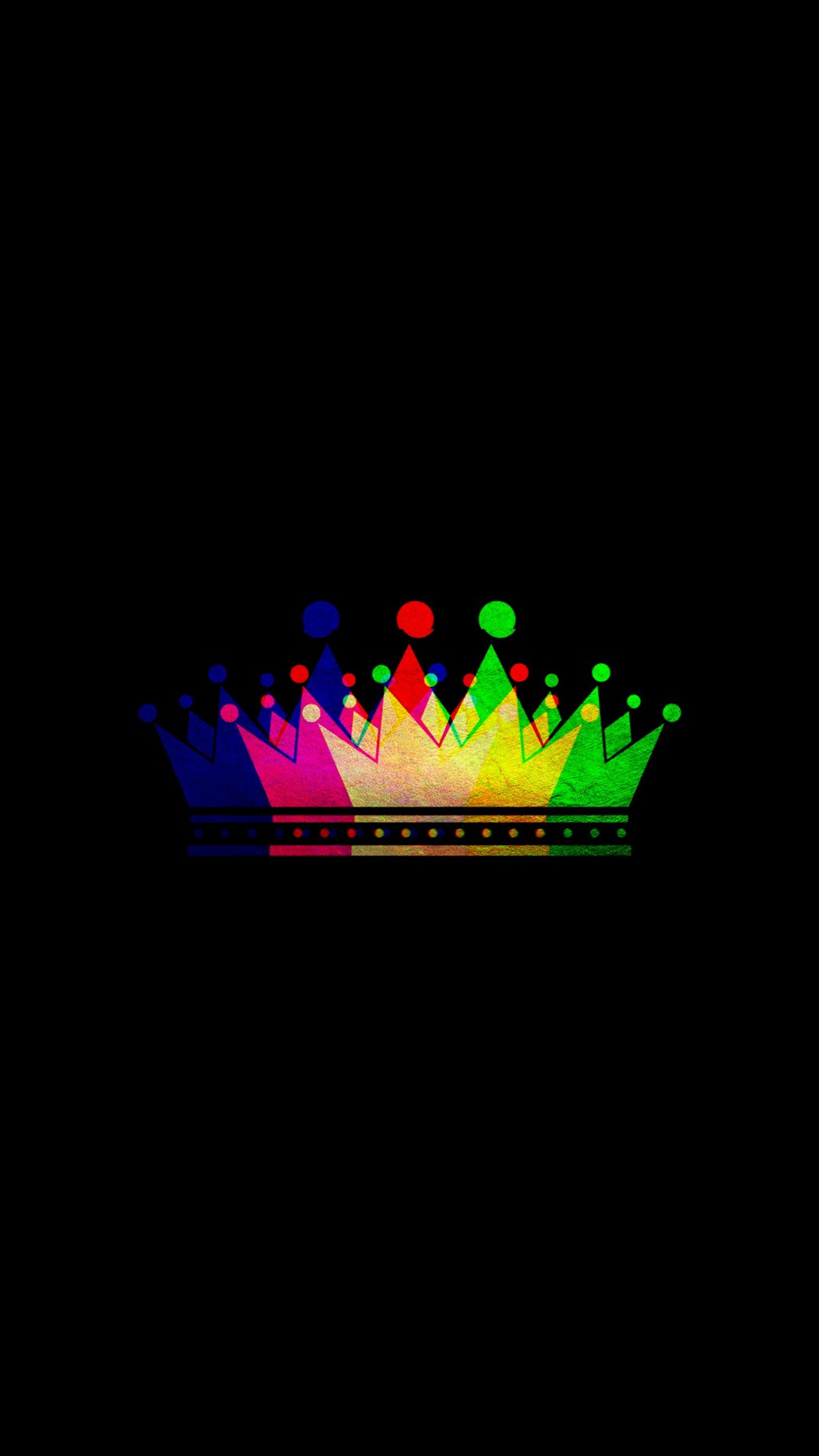 A close up of a crown with a rainbow on it (king, kral, logo, glitch, good)