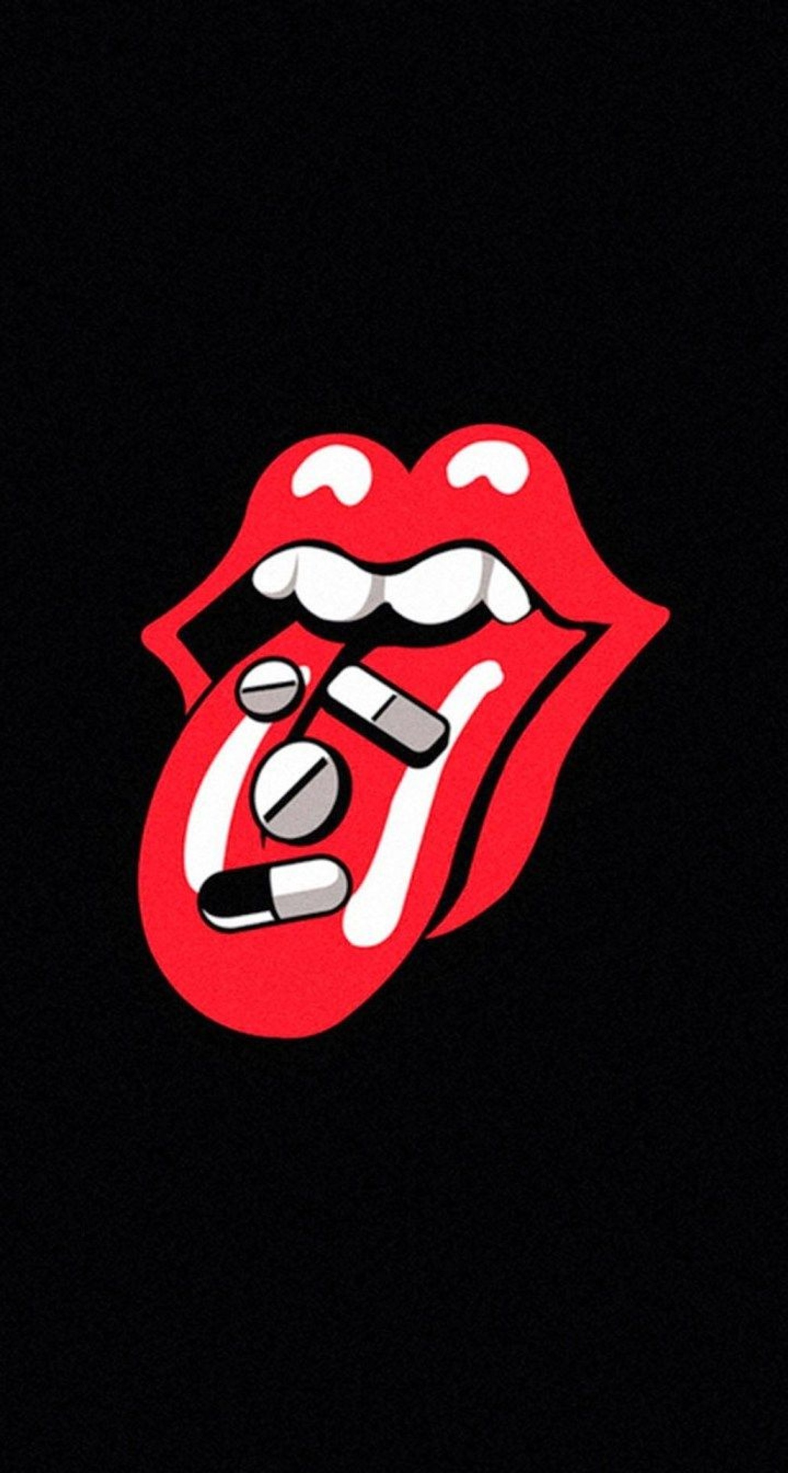 Близкий план логотипа rolling stones на черном фоне (роллинг стоунз, rolling stones, красный, 90 е, таблетки)