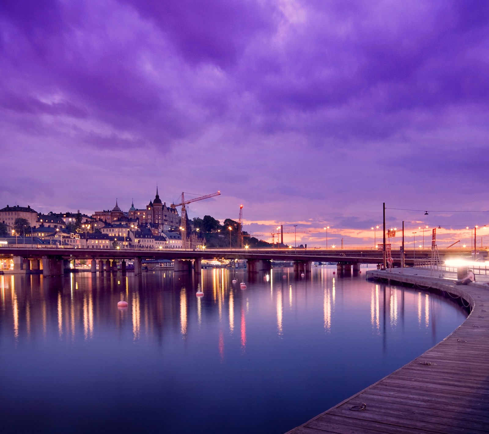 Baixar papel de parede cidade, noite, estocolmo, stockholm