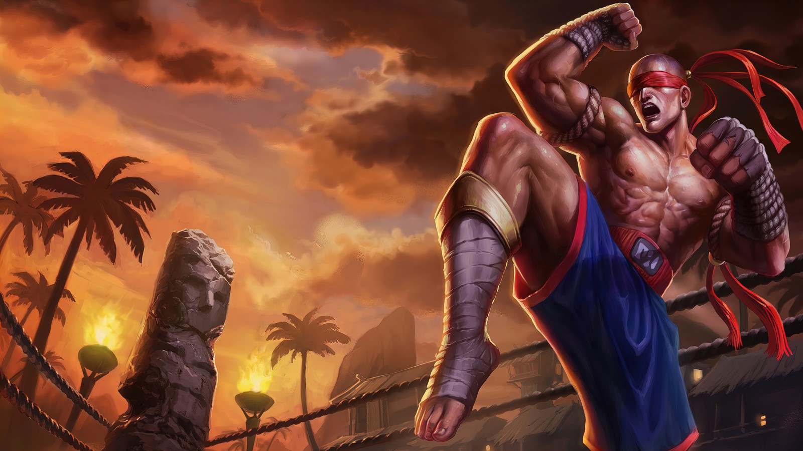 muay thai, lee sin, skin, splash art, lol wallpaper