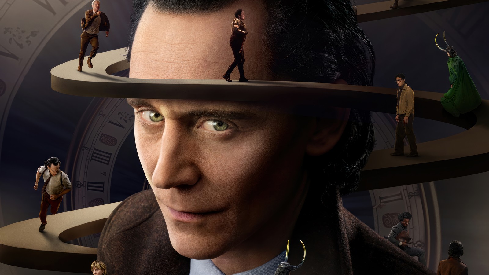 Un primer plano de un hombre con un sombrero en la cabeza (serie de loki, loki series, tom hiddleston, series de televisión, loki)