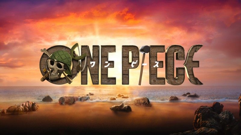 Логотип one piece с черепом на пляже (усопп, usopp, логотип one piece, one piece logo, 5k)