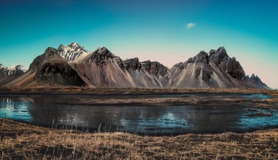 natur, gebirgige landformen, berg, reflexion, gebirgskette