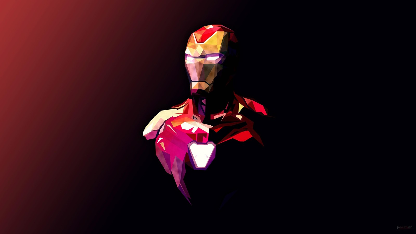 Un primer plano de iron man de pie en la oscuridad (arte pixel, minimalista, poligonal, superhéroes de marvel, marvel superheroes)