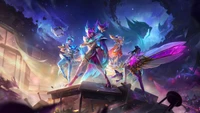 Équipe Gardien des Étoiles : Xayah, Orianna, Senna et Seraphine s'unissent