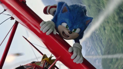 Sonic el Erizo en una atrevida aventura aérea de la película de 2022 "Sonic el Erizo 2".