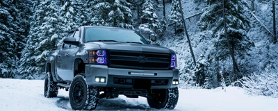 All-Terrain Pickup Truck in Winter Landscape