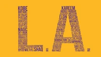 LA: A Tribute to Kobe Bryant and Lakers Legends in Bold Typography