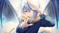 Rimuru Tempest révélant son masque dans une pose dramatique