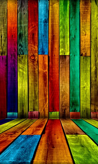 Fond abstrait coloré en planches de bois