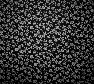 Padrão floral preto elegante com detalhes brancos intrincados.