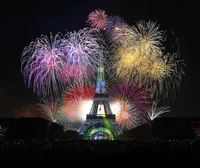 eiffelturm, feuerwerk, frankreich, lichter, neues jahr