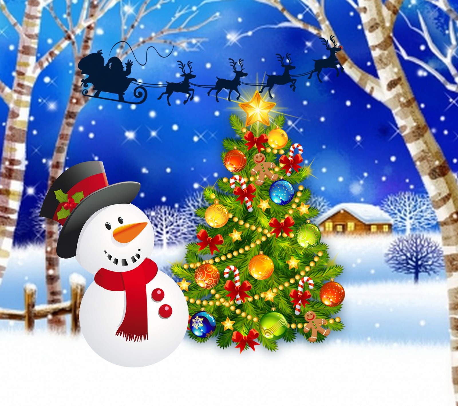 merry christmas, santa, snowman, xmas wallpaper