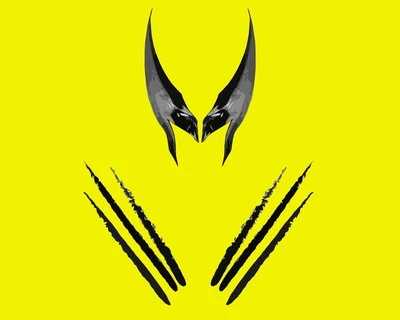 Design minimaliste de Wolverine avec des griffes sur un fond jaune vif