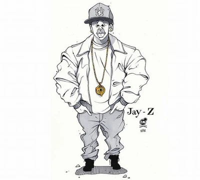 Ikonische Hip-Hop-Illustration von Jay-Z im New Yorker Stil