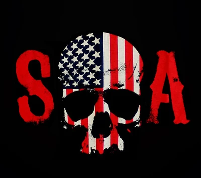 SOA Skull with American Flag Design