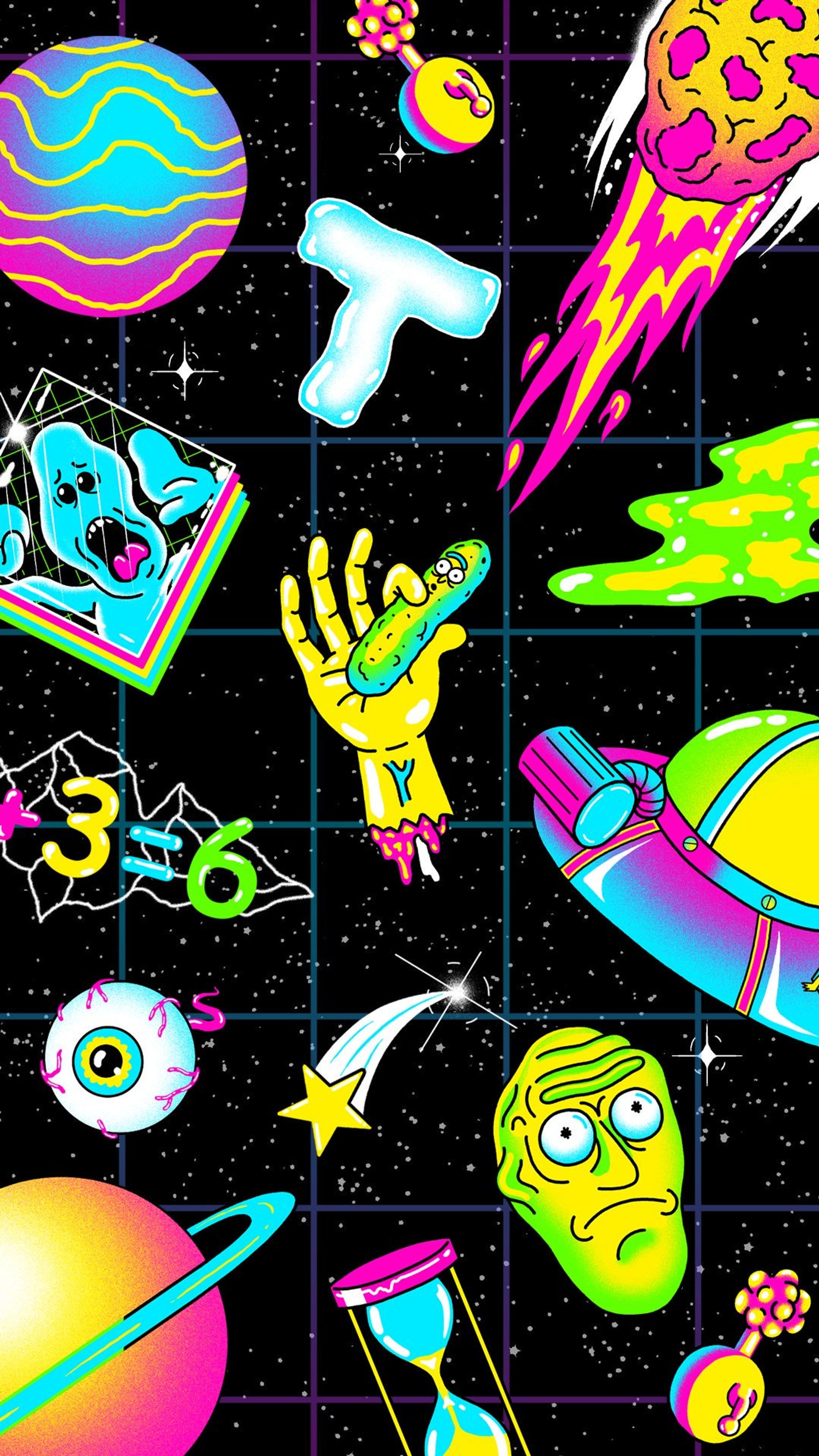 neon, rick and morty wallpaper