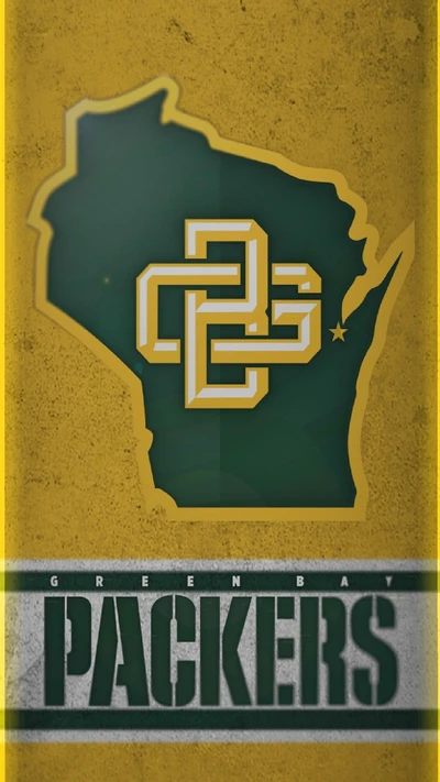 Green Bay Packers-Logo auf einem goldenen und grünen Hintergrund