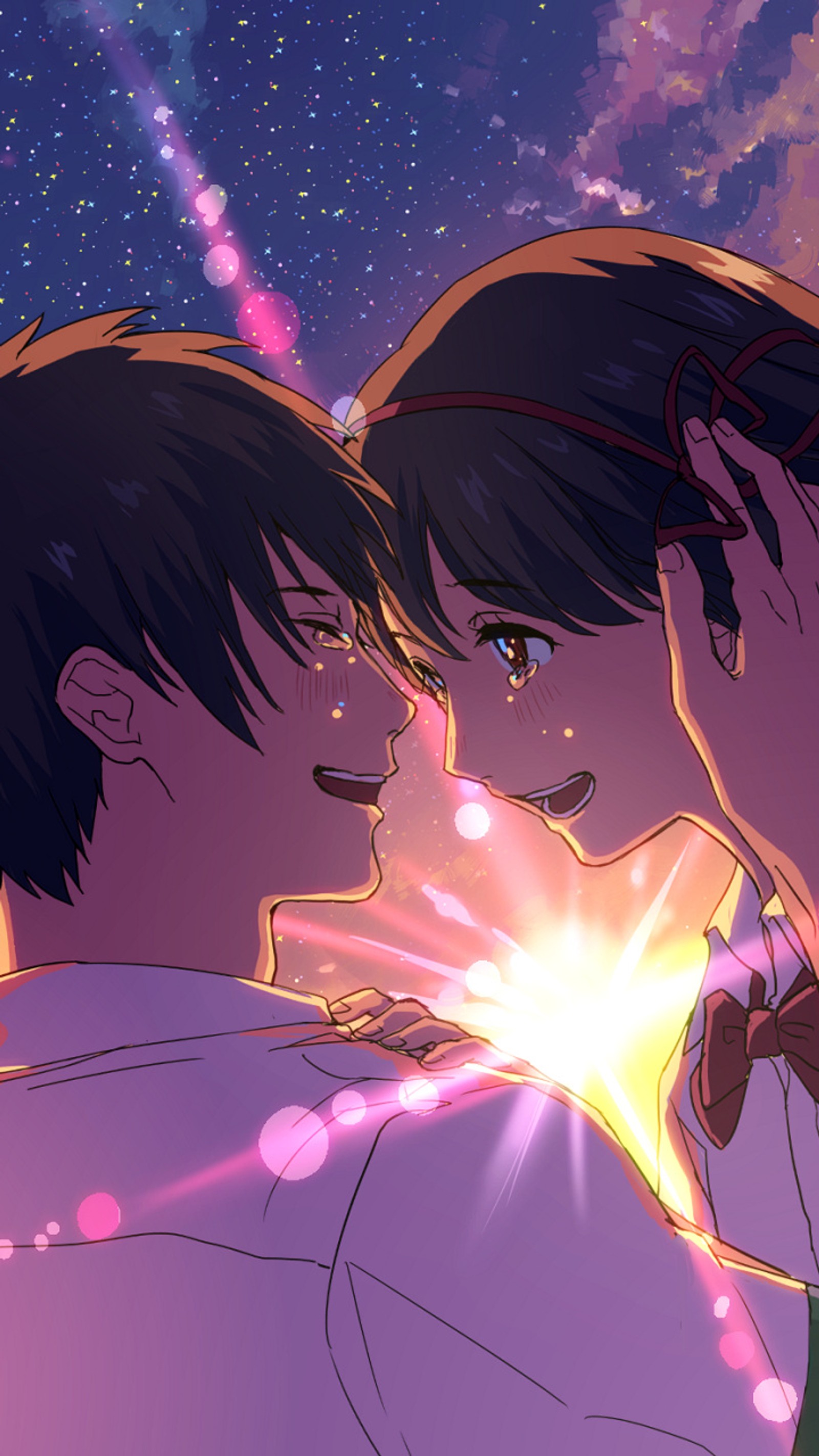 Anime couple in love with a star in the sky (anime, couple)