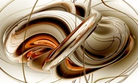 Fluid Dynamics: An Abstract Exploration of Spirals and Circles in Warm Tones