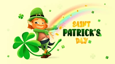 Célébration vibrante de la Saint-Patrick avec un leprechaun joyeux et un trèfle