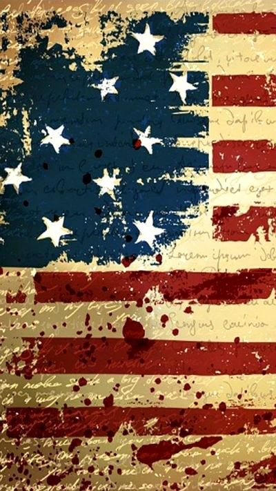 Bandeira americana vintage com texturas artísticas