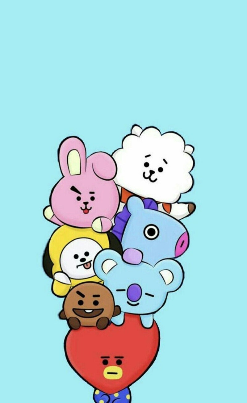 Близкий план кучи мягких игрушек на сердце (bt21, bts, джонгхосок, jhope, jimin)