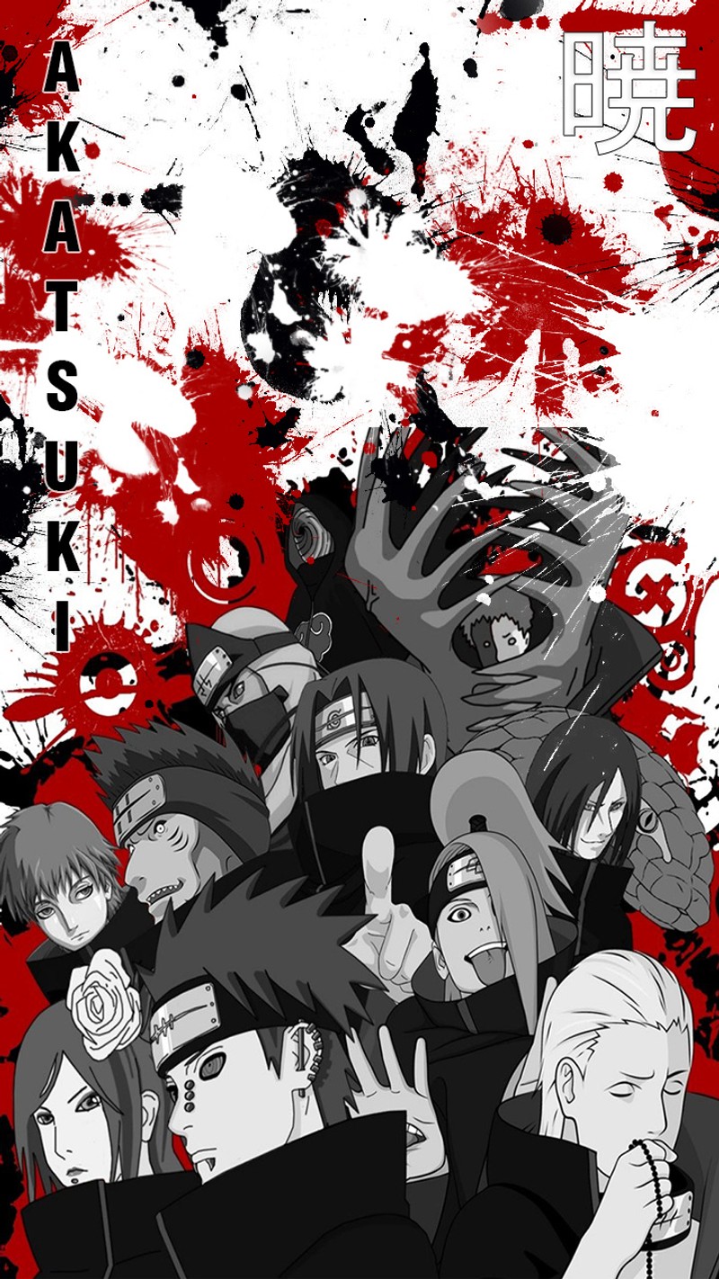 Группа аниме-персонажей с кровью на них (акатсуки, akatsuki, аниме, anime, itachi)