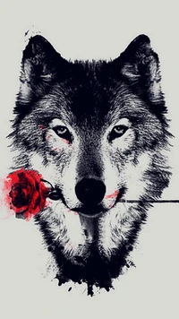 Amour et loyauté : Le loup avec une rose