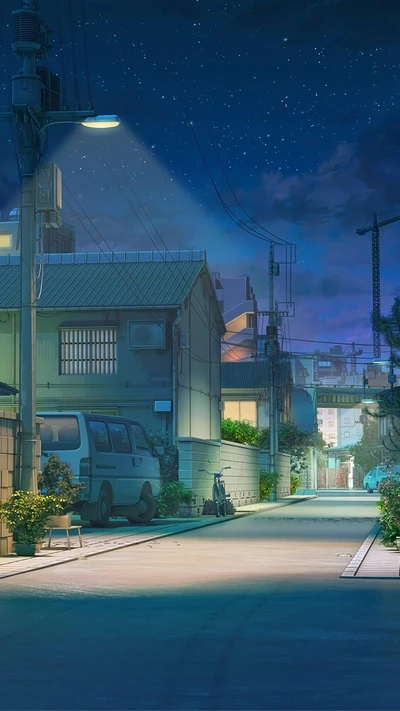 Noche serena en un callejón japonés