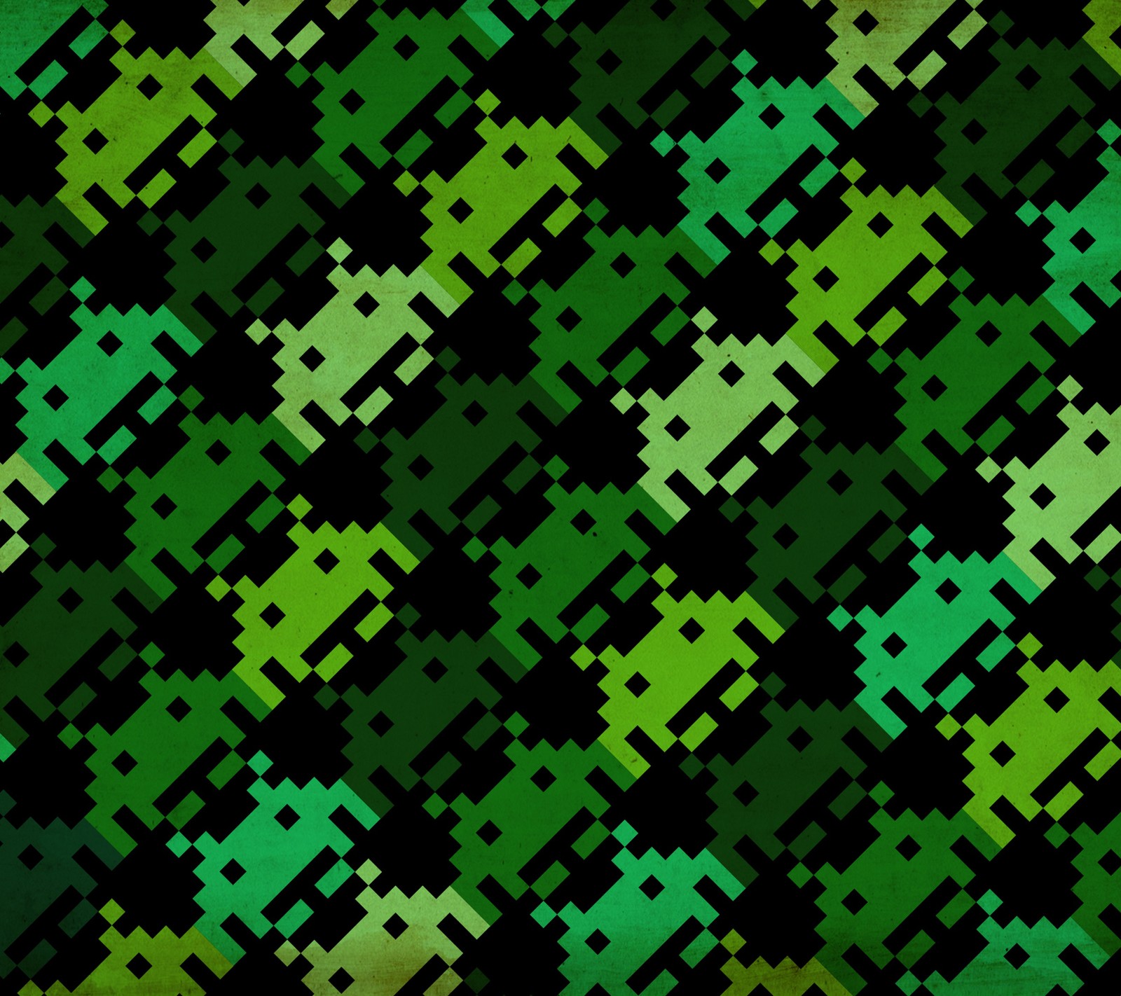 A green pixel pixel pattern on a black background (invaders, space)