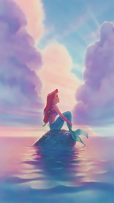 ariel, art, bleu, cartoon, disney