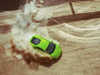 Lamborghini Huracan verde derrapando na poeira