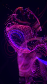 Electric Swirls of Violet and Pink in Dark Harmony