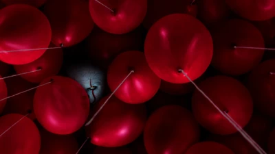 Pennywise unter roten Ballons: Eine gespenstische Szene aus "Es Kapitel Zwei