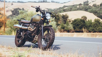 Stylish Cruiser Motorcycle on an Open Road