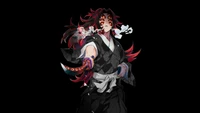 kokushibo, black background, demon slayer kimetsu no yaiba, blackdark, anime wallpaper