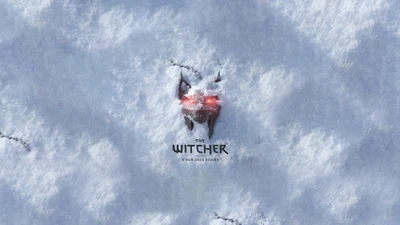 Arte conceitual de The Witcher 4: Paisagem coberta de neve com o icônico emblema do lobo