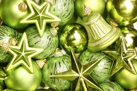 Festive Green Christmas Ornaments and Decorations